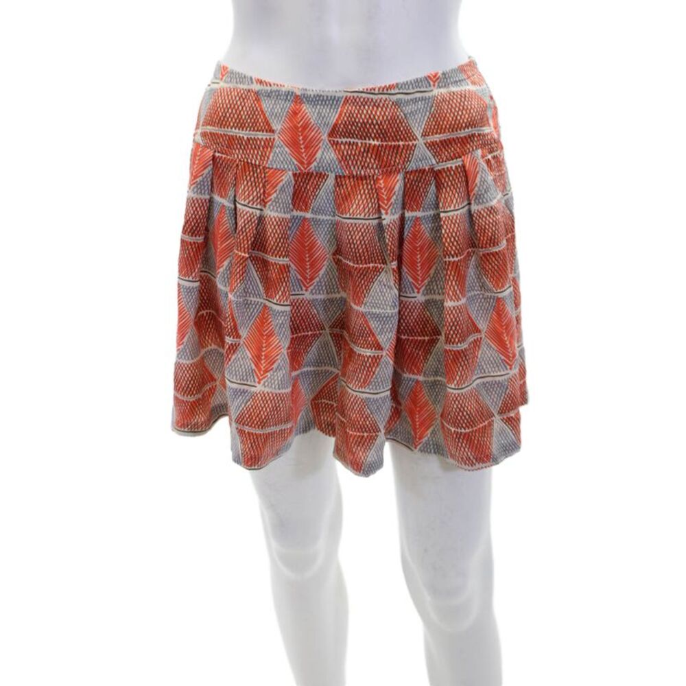 Broadway & Broome Womens Silk Abstract Pleated Mid-Rise SHorts Orange Size 0